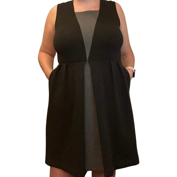 Of Mercer Black Gray Contrast Fit and Flare Tank Dress XL - Picture 3 of 14